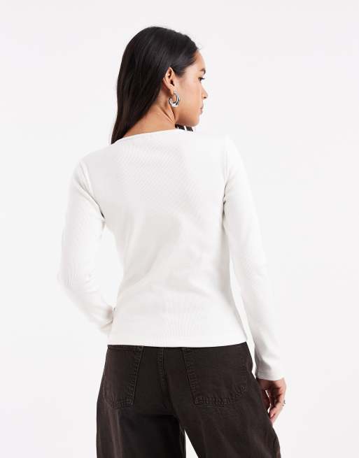 Daisy Street - Top a maniche lunghe color panna con grafica, 2 di 4