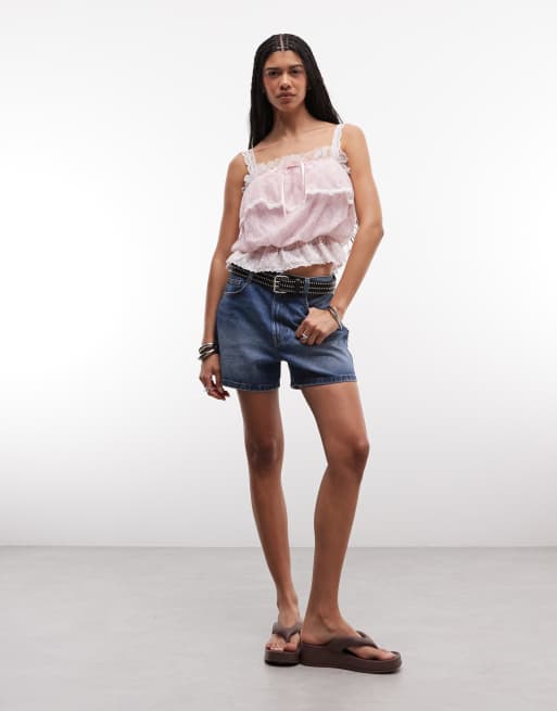 Daisy Street - Top rosa de estilo boho con volantes y lazo de encaje, 3 de 4