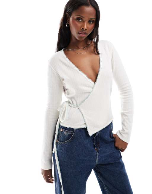 Daisy Street - Top traforato color crema a portafoglio