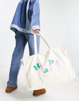 Daisy Street - Tragetasche mit „Happy Daze"-Print-Neutral