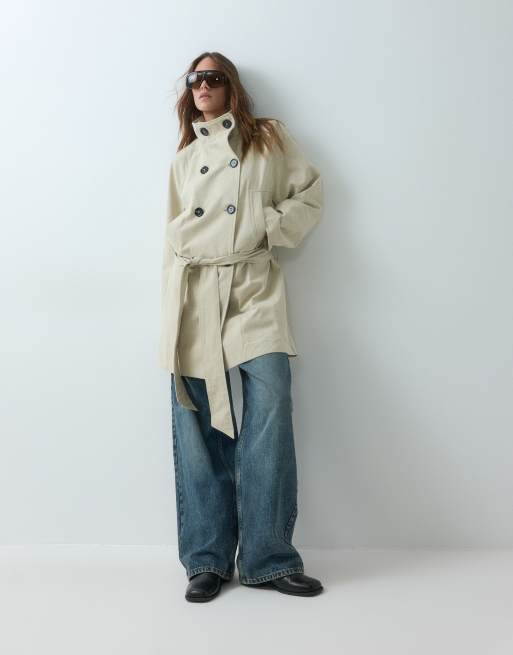 Daisy Street trenchcoat met opstaande kraag in stone, 2 van 5