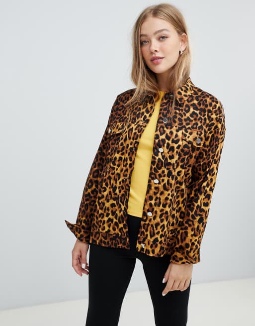 Daisy Street trucker shacket in leopard print | ASOS