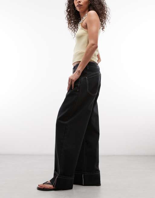 Daisy Street turnup jeans in black, 2 of 5