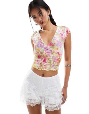 Shop Daisy Street v neck cap sleeve top with bow detail in Online – Trendy & Affordable Fashion