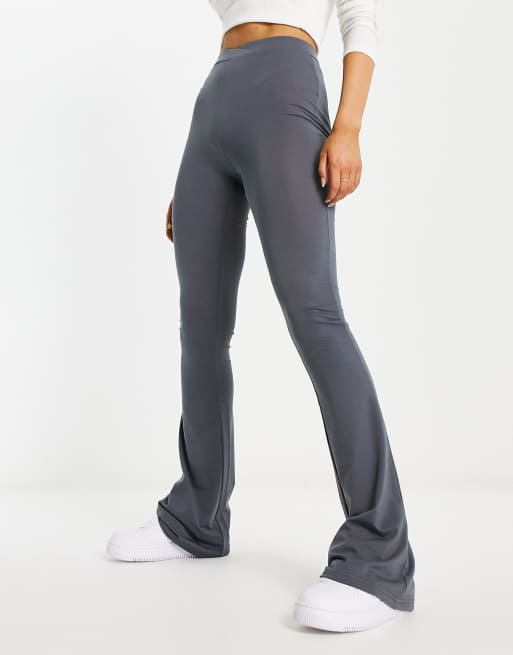 Daisy Street vwaist flare trousers in grey ASOS