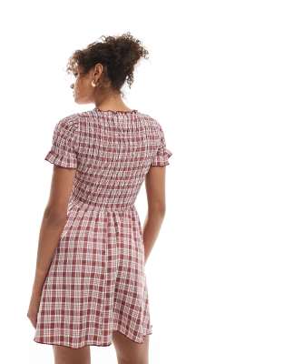 green emerald velvet dress Janelle Shirred Midi Dress (Plaid) – The Tinsel Rack main image 1