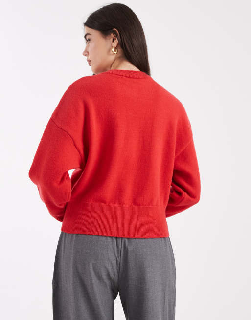 Daisy Street - Valmuerød cardigan med tætsiddende talje, 4 af 4