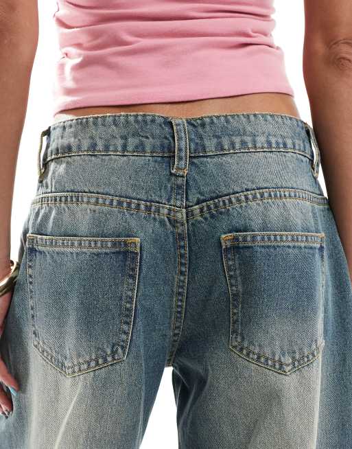 Daisy Street - Vasket blå rummelige jeans med lav talje, 4 af 5