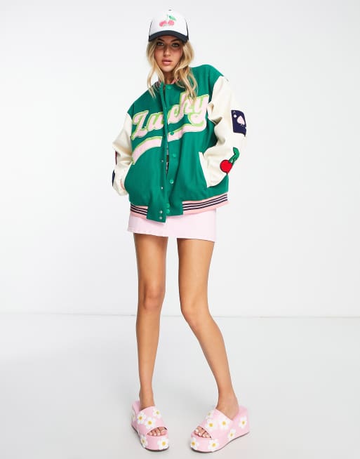 Daisy Street - Veste oversize style universitaire avec motif dés appliqué au dos