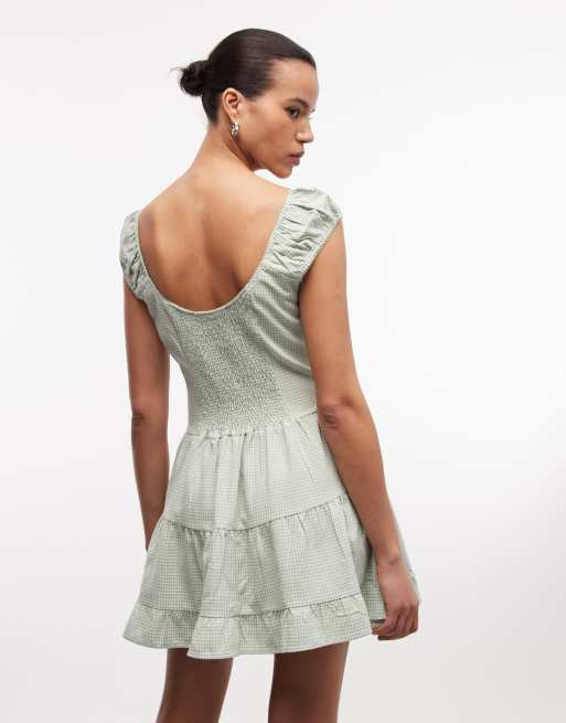 Daisy Street - Vestito corto a balze verde a quadretti, 4 di 4