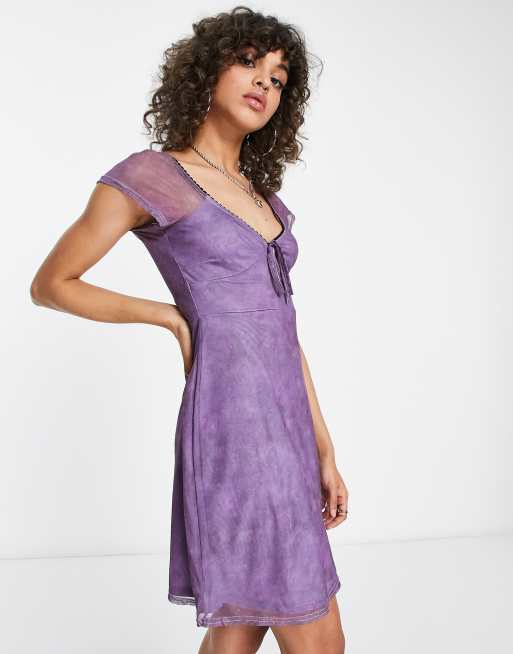 Daisy Street - Vestito corto da giorno viola a rete, 4 di 4