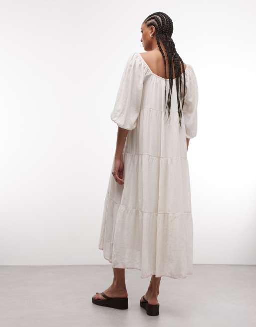 Daisy Street - Vestito grembiule bianco con ricamo floreale, 4 di 4