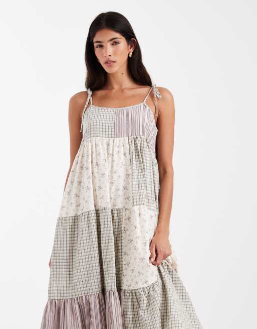 Daisy Street - Vestito grembiule lungo a balze con stampa picnic, 4 di 4