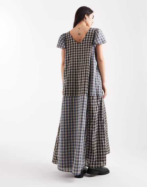 Daisy Street - Vestito lungo a quadri misti con maniche corte a sbuffo, 4 di 4