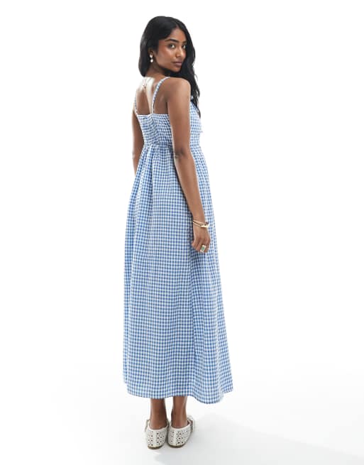 Daisy Street - Vestito lungo blu a quadri con fiocchi, 4 di 4
