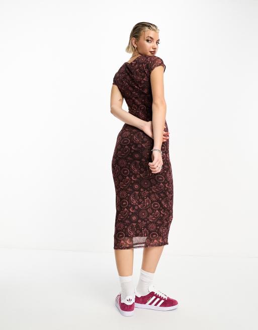 Daisy Street - Vestito midi stile grunge marrone cachemire, 3 di 4