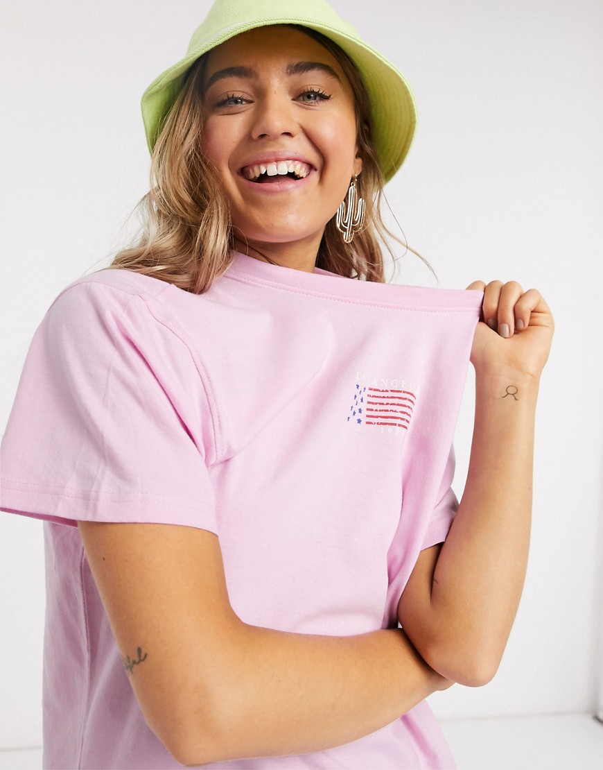 Daisy Street - Vestito T-shirt oversize con stampa Los Angeles-Rosa