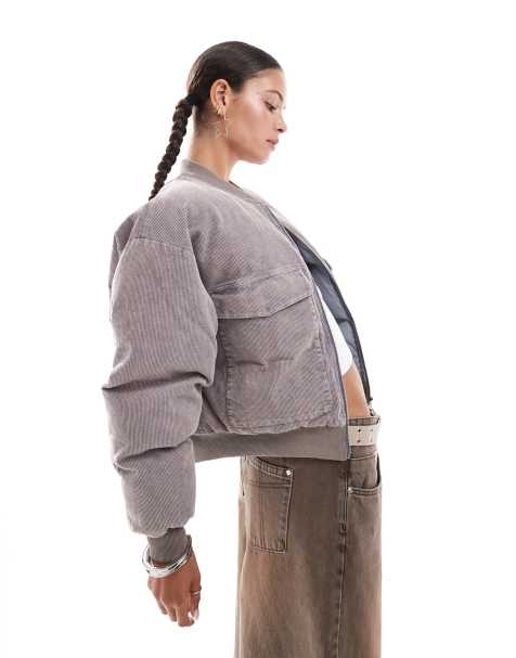 Daisy Street washed cord utility bomber jacket - view 1
