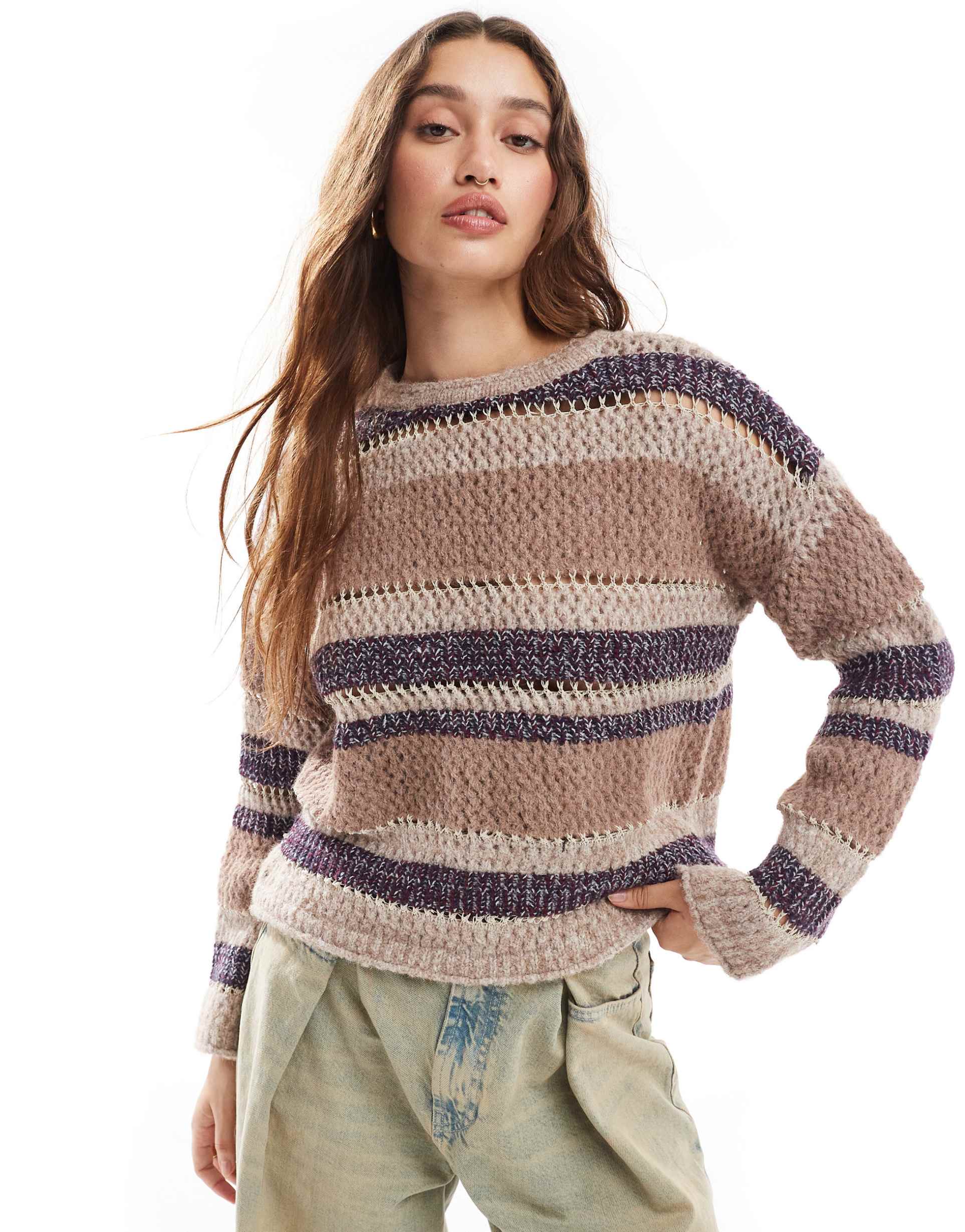 daisy street wavy loose knit extreme relaxed sweater