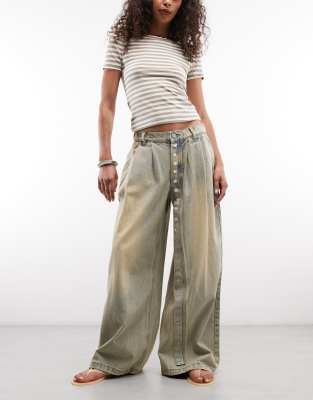 Daisy Street Wide Leg Jeans With Star Buttons In White