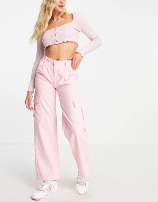 Baby Pink Baggy Cargo Trousers - Zara – Storm Desire