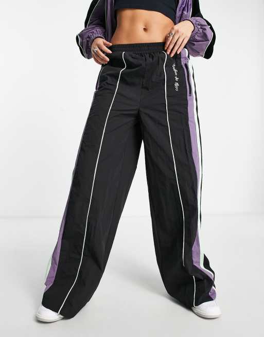 Daisy Street wide leg skate track pants in purple - part of a set