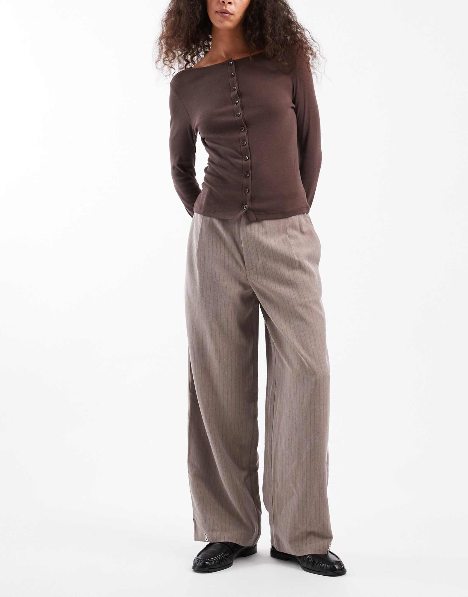 Широкие зауженные брюки Daisy Street в серую полоску