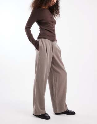 Daisy Street Wide Leg Tapered Pants In Gray