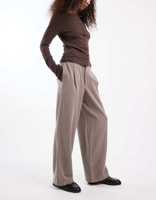 Daisy Street wide leg tapered pants in gray pinstripe, 2 of 5