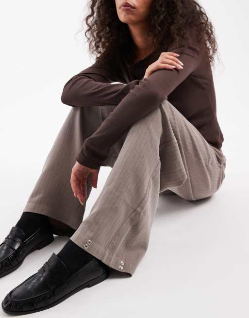 Daisy Street wide leg tapered pants in gray pinstripe, 5 of 5