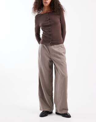 Daisy Street Daisy Street wide leg tapered trouser in grey pinstripe
