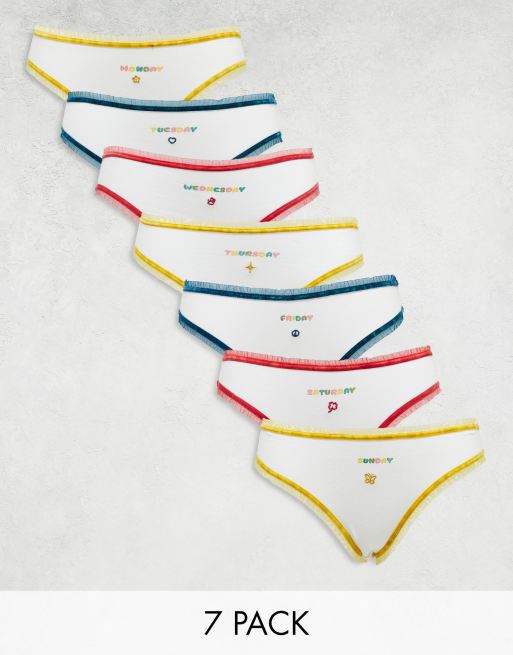Daisy Street – Wochentag-Slips mit Netzstoffbesatz im Multipack
