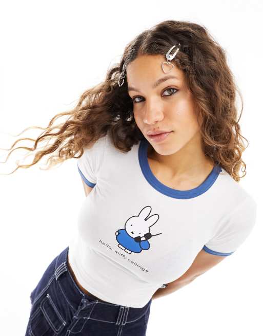 Daisy Street X Miffy baby tee with rabbit mobile graphic