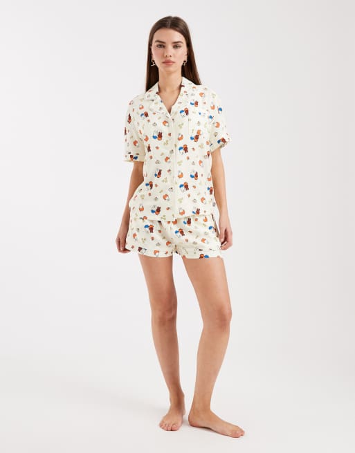 Daisy Street x Miffy - Bijpassend pyjama met overhemd en short in geel, 2 van 4