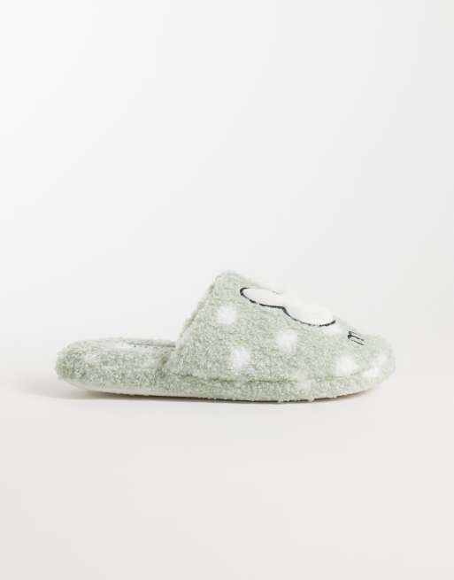 Daisy Street x Miffy cosy slippers with miffy graphic in sage, 2 of 5