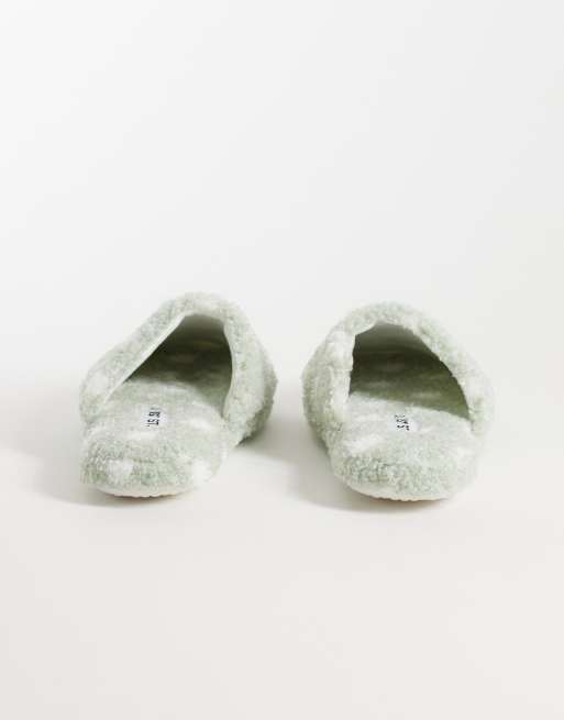 Daisy Street x Miffy cosy slippers with miffy graphic in sage, 4 of 5