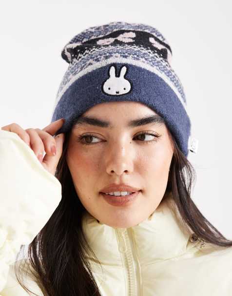 Daisy Street x Miffy graphic beanie hat in navy - view 1