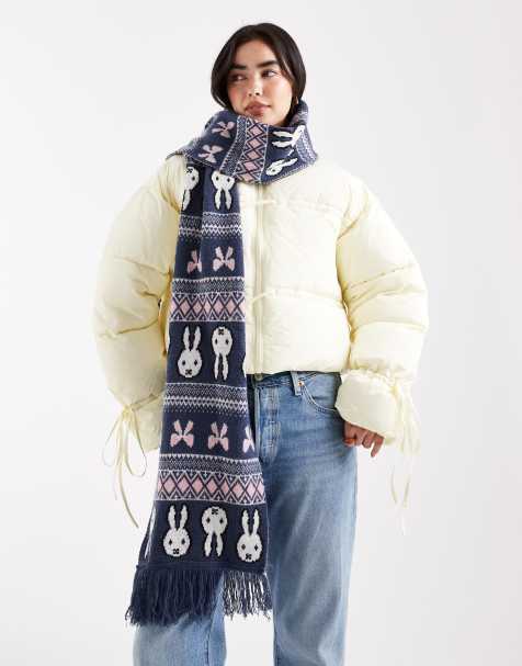 Daisy Street x Miffy graphic scarf in navy - view 1
