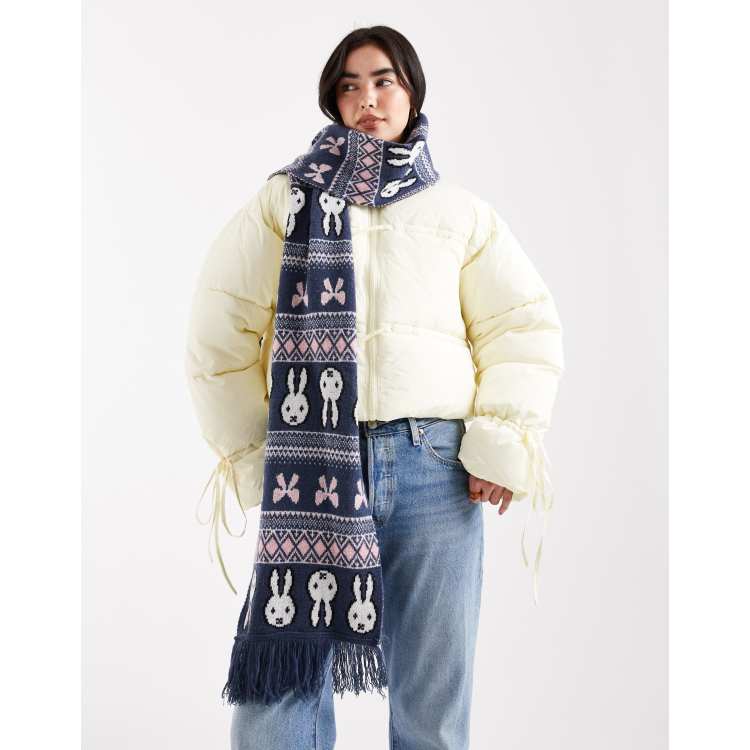 Daisy Street x Miffy graphic scarf in navy | ASOS