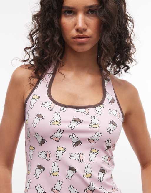 Daisy Street x Miffy halterneck graphic top in pink, 4 of 4