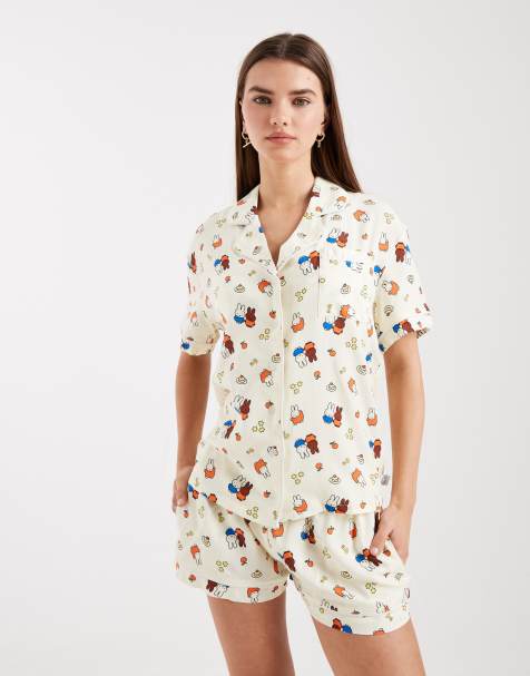 Daisy Street x Miffy matching shirt and shorts pajama set in yellow - view 1