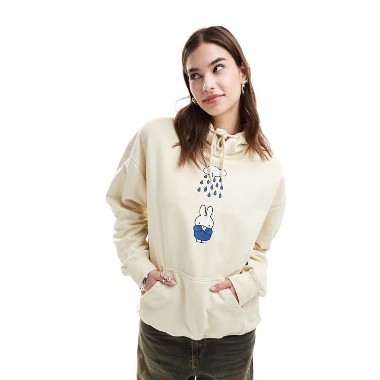 Daisy Street x Miffy oversized cream hoodie with rainy Miffy