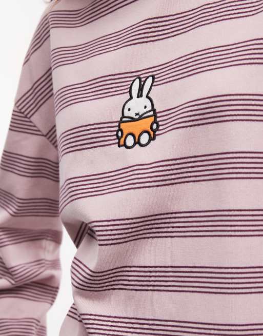 Daisy Street x Miffy oversized long sleeve baggy top in pink stripe, 2 of 4