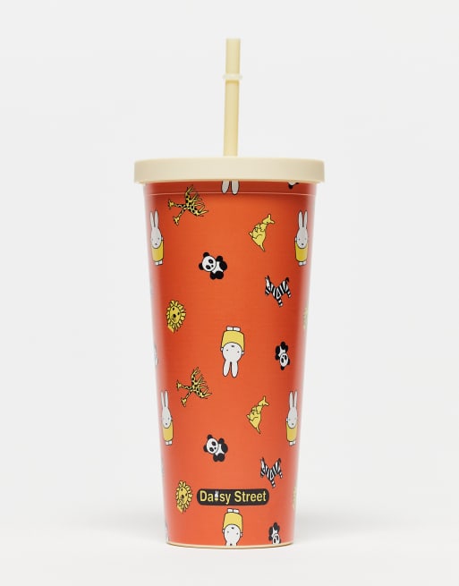 Daisy Street x Miffy re-usable drinking cup and straw in orange