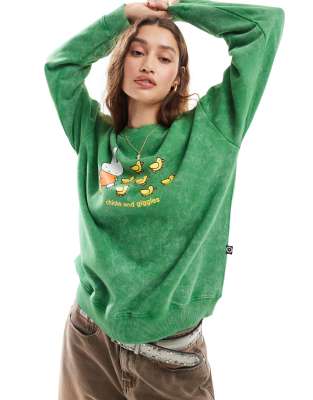 Daisy Street x Miffy relaxed sweatshirt in washed green with chicks