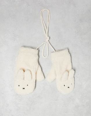 Daisy Street Daisy Street x Miffy string mittens in cream-White