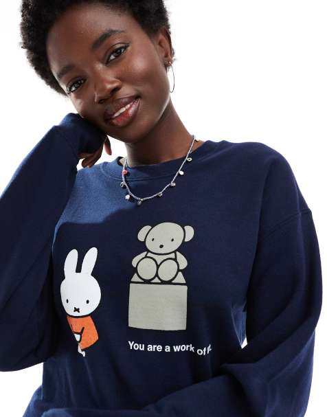 Daisy Street x Miffy sweatshirt with work of art graphic In navy - view 1