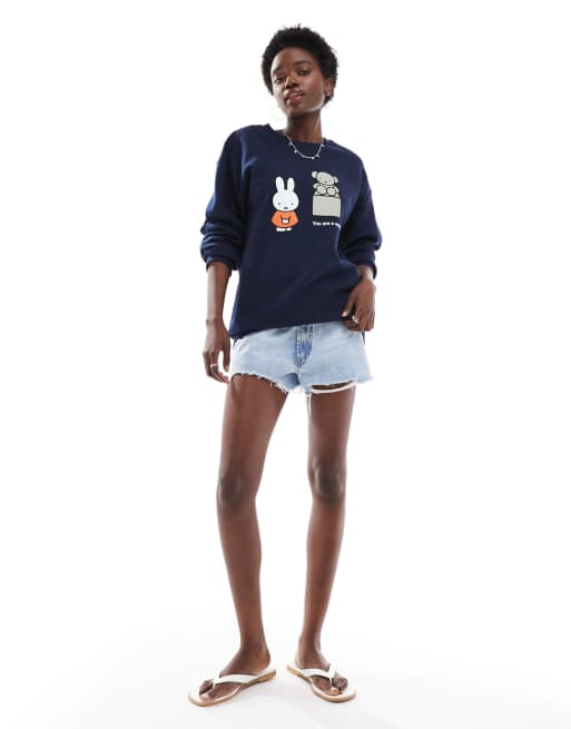 Daisy Street x Miffy sweatshirt with work of art graphic In navy, 3 of 4
