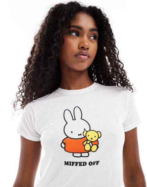 Daisy Street x Miffy - T-shirt mini squadrata bianca con grafica Miffed Off - view 1