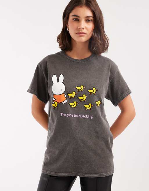 Daisy Street x Miffy - T-shirt oversize à imprimé canards - Noir délavé, 3 de 4